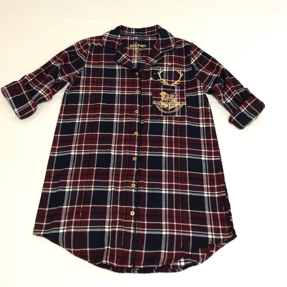 Primark Harry Potter Plaid Button Down Pajama Top